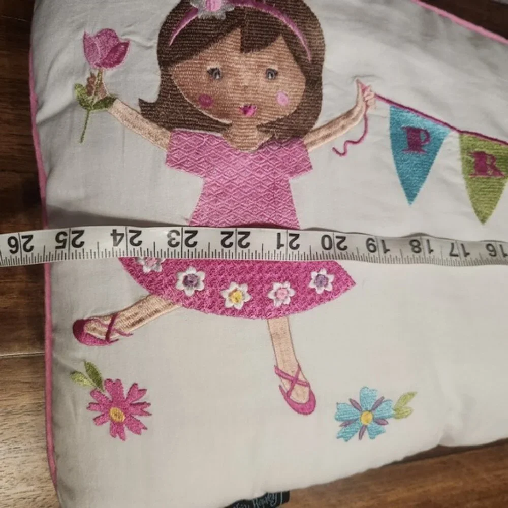 Vintage Cynthia Rowley Kids Embroidered Ballerina Pillow Decorative 